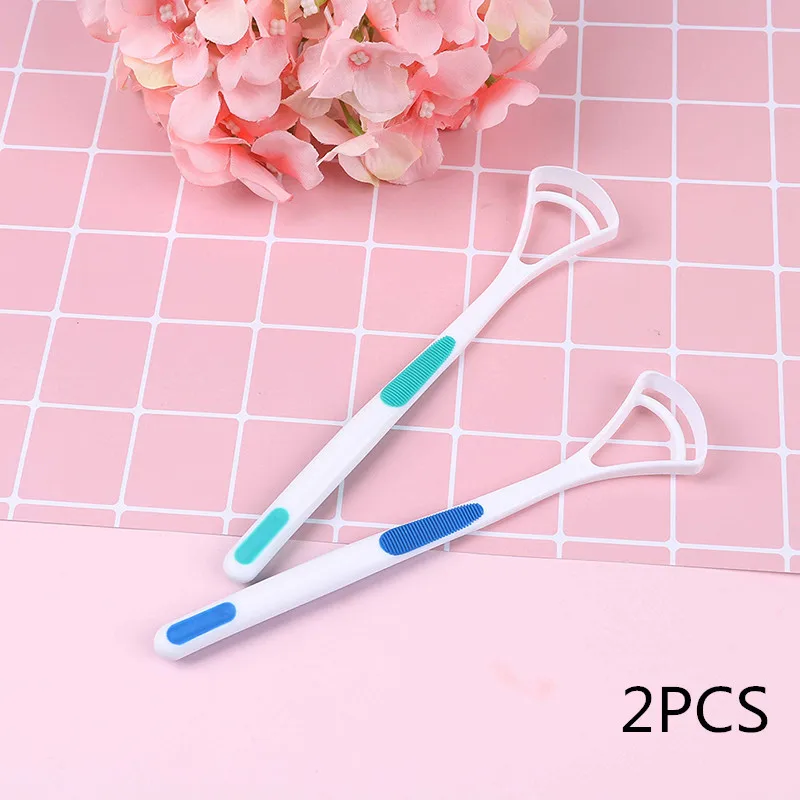 2Pcs 2018 Tongue Cleaner Bad Breath New Hot Away Hand Scraper Brush Silica Handle Oral Hygiene Dental Care Cleaning
