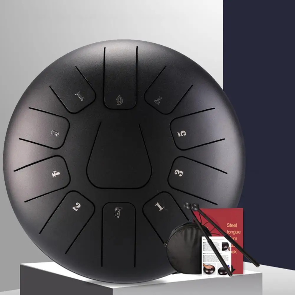 

High Quality 12 Inch 11 Notes Steel Tongue Drum Flower Style With Mallets Music Book Bag Percussion Instrument