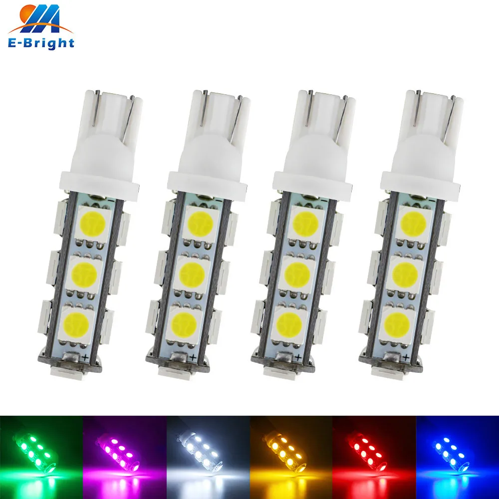 4 шт. DC 12 В 24 T10 194 168 W5W 5050 13 SMD Светодиодная лампа для салона номерного знака прибора