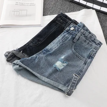 

Denim Shorts Women Sexy High Gray Waist Buttons Pockets Slim Fit Shorts 2020 Summer Beach Black