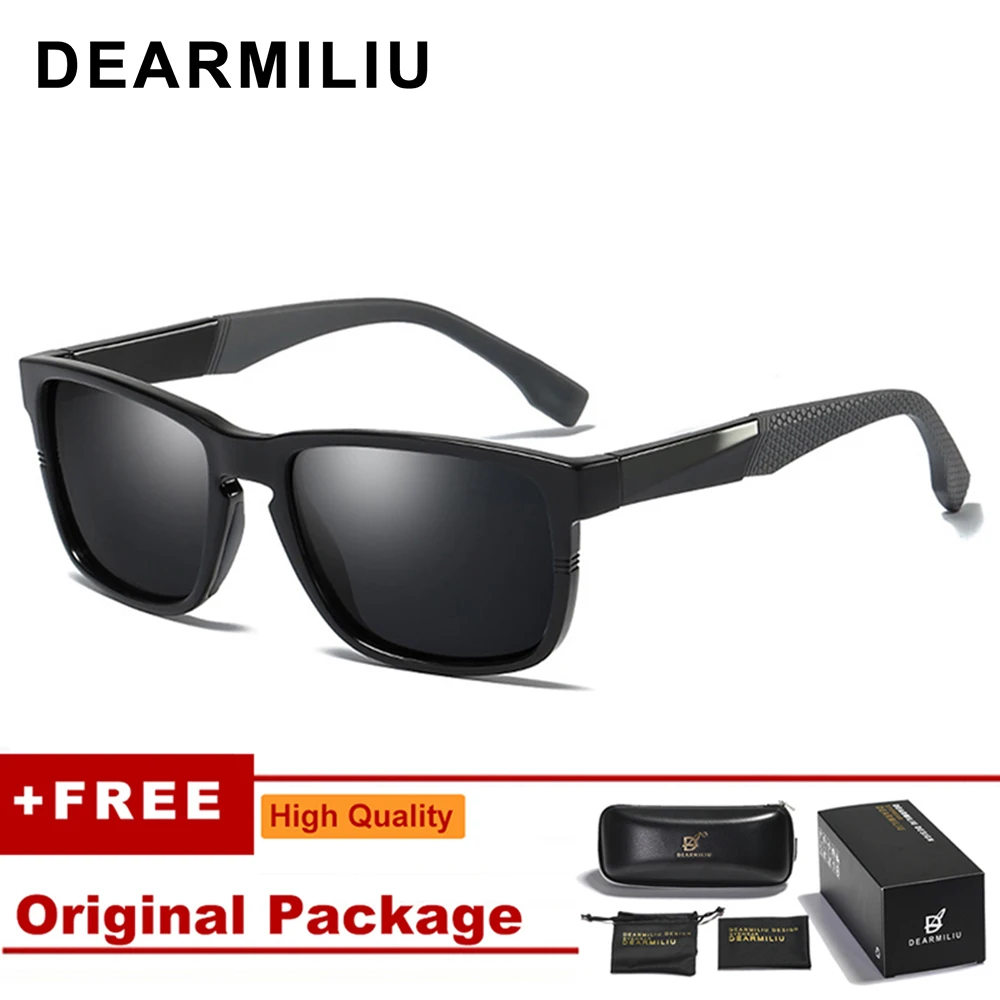 Мужские солнцезащитные очки DEARMILIU поляризационные зеркальные TR90 с квадратной