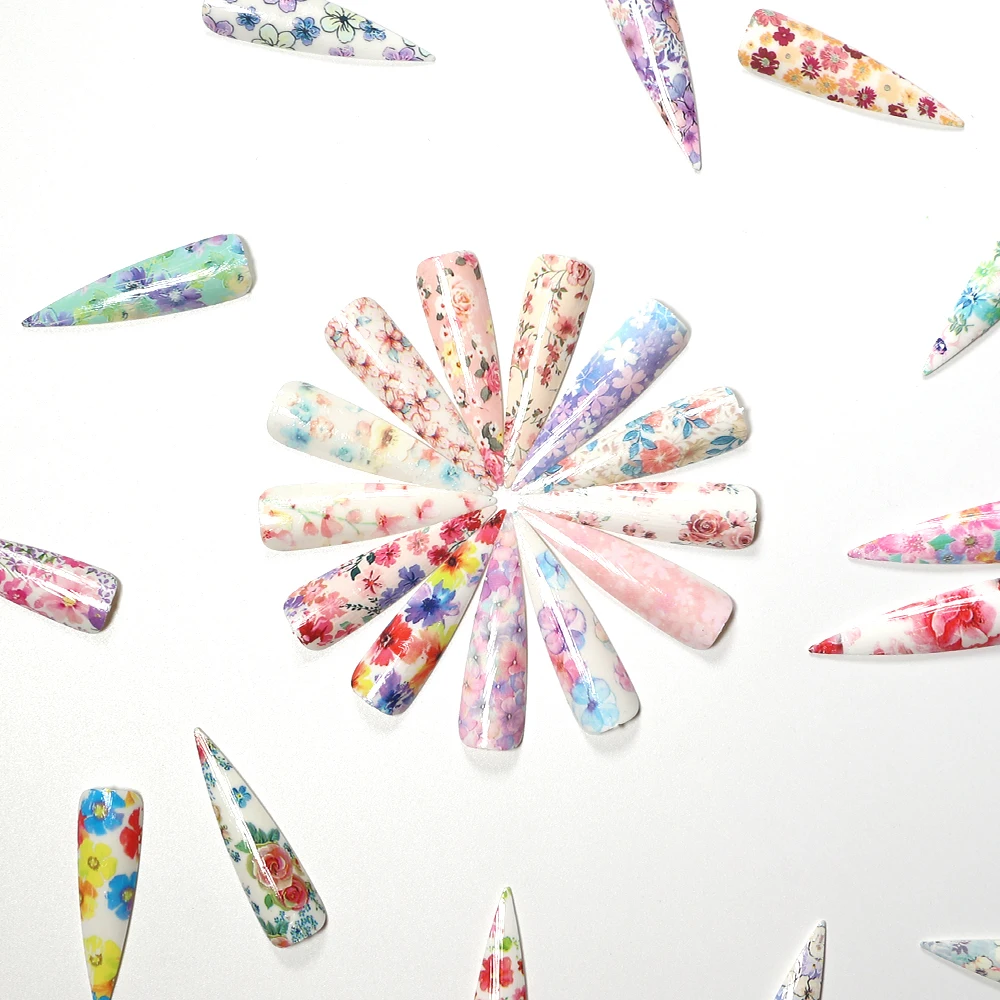 

Flower Series Nail Art Water Transfer Stickers Full Wraps Nails Tips DIY Nail Art Stickers Tools