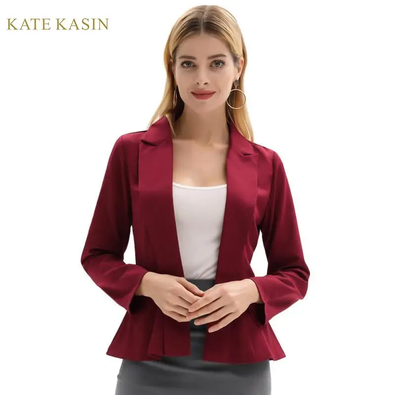 

Kate Kasin Women Stylish Lapel Blazer Office Lady Work Suit Jacket Coat Open Front Slim Blazers Jackets 2019 Female Outwear
