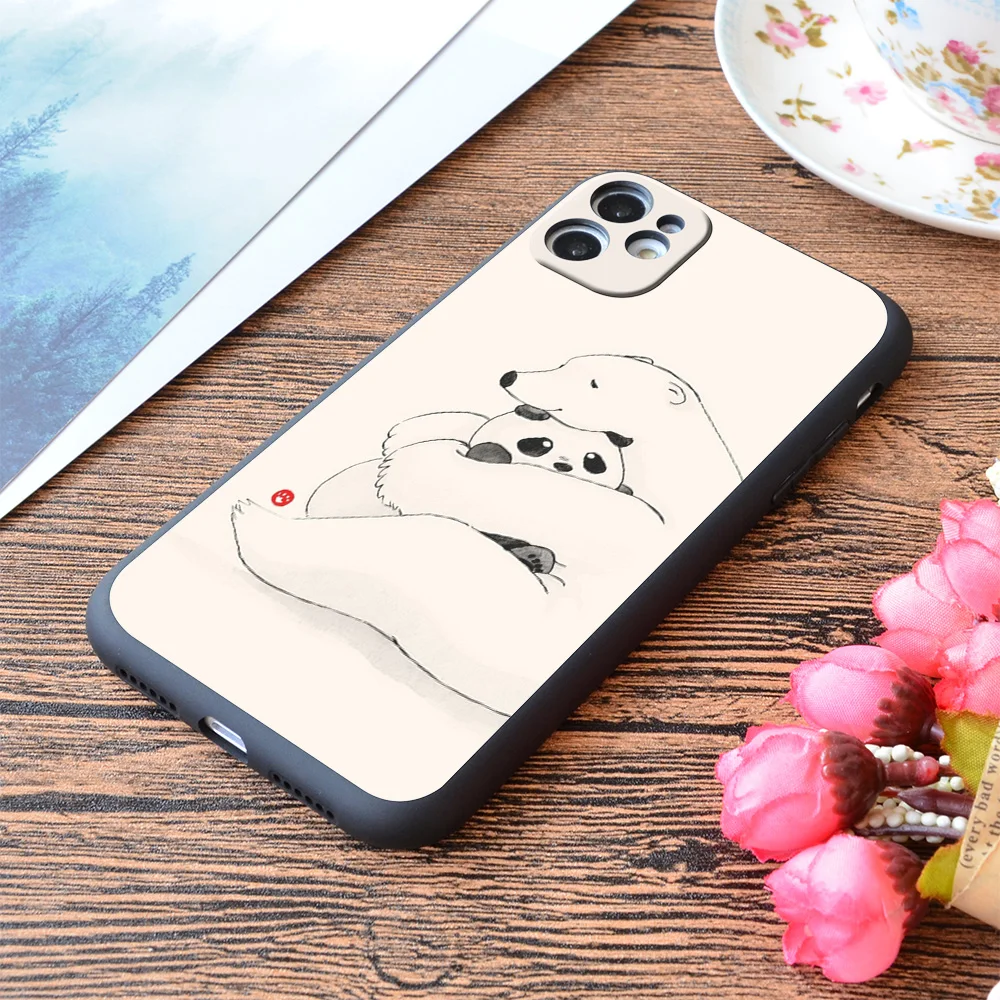 

For iPhone Bear Hug Print Soft Matt Apple iPhone Case