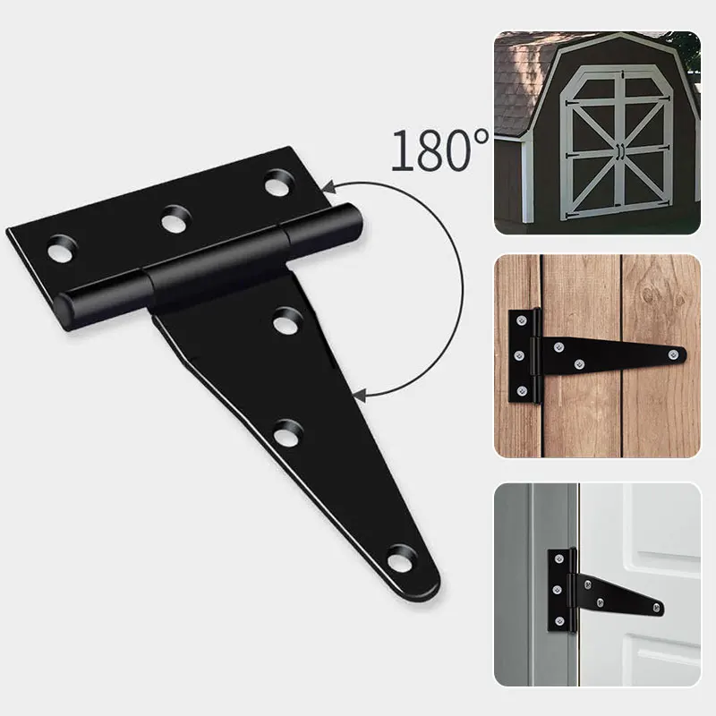 1PC Black T Shape Triangle Rustproof Iron Light Duty Shed Hinge Wooden Door Gate Hinges