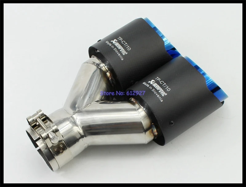 1 шт.: Жженый синий углеволоконные akrapovic наконечник выхлопной трубы автомобиля конец трубы Двойные наконечники глушитель выхлопной трубы Универсальный id: 51 мм 54 мм 57 мм 60 мм 63 мм