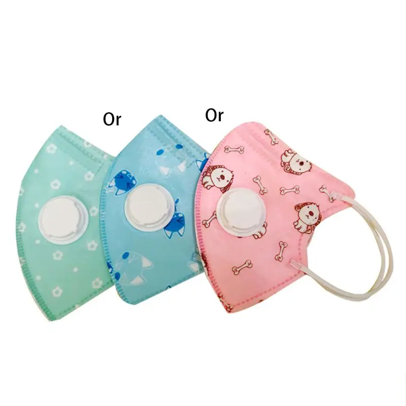 

1Pc Children Kids Protective Dustproof Mouth Mask with Breathable Valves Anti-Fog Haze 5 Layers Melt-Blown Respirator 4-10 Years