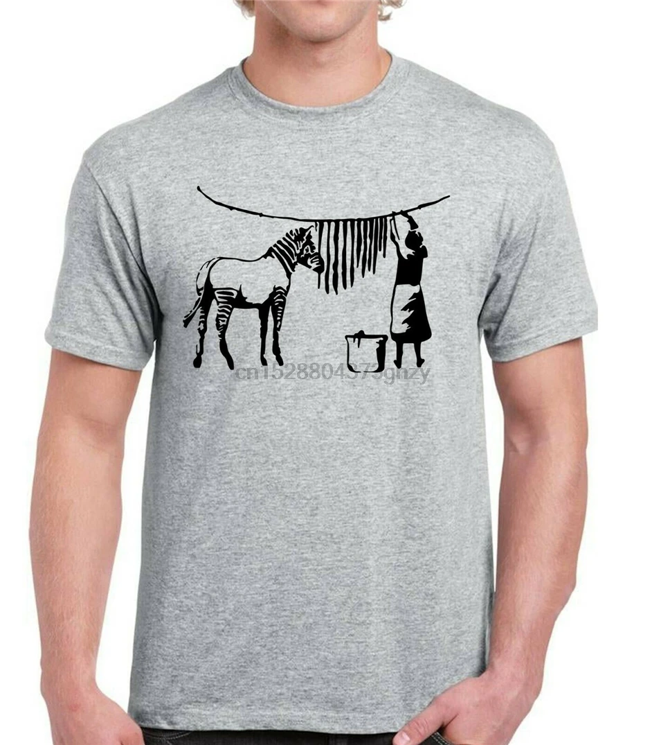 Banksy Zebra T Shirt Funny Graffiti Street Art Retro New Mens Unisex Top S - Xxl Fashion Classic Style Tee | Мужская одежда
