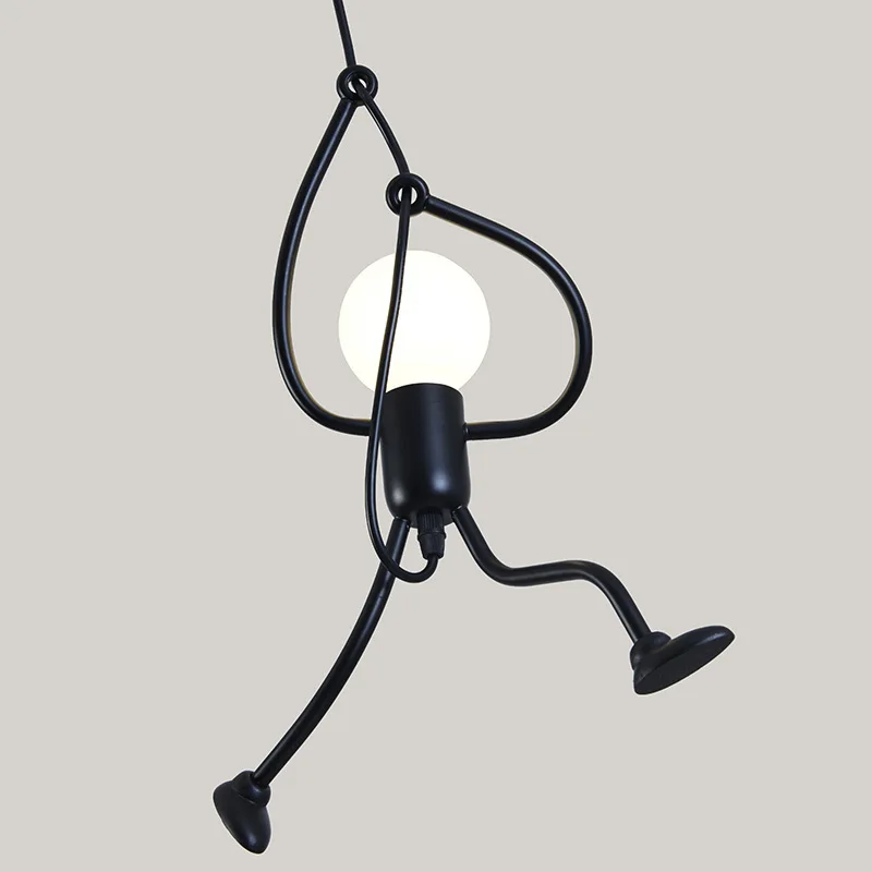 Tanie Proste Nordic styl osobowość twórcza żelaza czarny charakter wspiąć się Loft domu dekoracji przejściach i korytarzach korytarz żyrandol oświetlenie nowy 2019