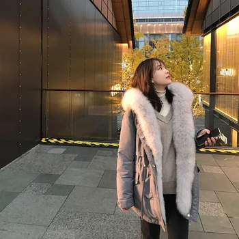 

2020 Warm Thickness Adjustable Waist Snow Overcoat Natural Fur Collar Coat New Winter Down Jacket Real Fox Fur Hooded Parkas