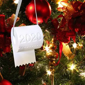 

2020 Christmas Tree Decoration New Year Toilet Paper Hanging Ornament Accessories Home Family Party Christmas Tree Pendants 1