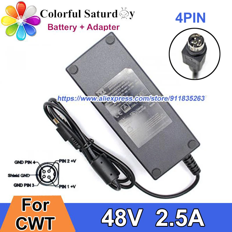 오리지널 CWT 48V 2.5A MPS120S-VI 전원 어댑터 MPS120S-V1 4핀 노트북 충전기 120W