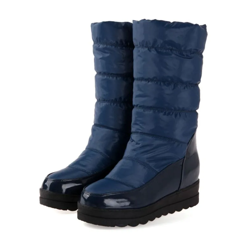 RIZABINA 4 Colors Women Winter Keep Warm Fashion Snow Boots Round Toe Thick Bottom Plush Fur Mid Calf Boots Female Size 34-40
