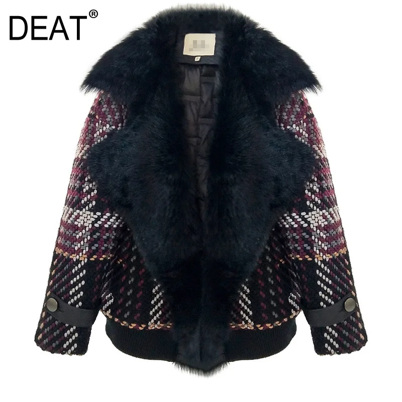 [DEAT] модный тренд узор для отдыха стиль Тонкий темперамент длинный рукав свободный мех вышивка шерстяное пальто женское AT779