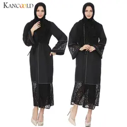 KANCOOLD 2019, женское винтажное мусульманское длинное платье макси, женские осенние весенние кружевные лоскутные платья с длинным рукавом