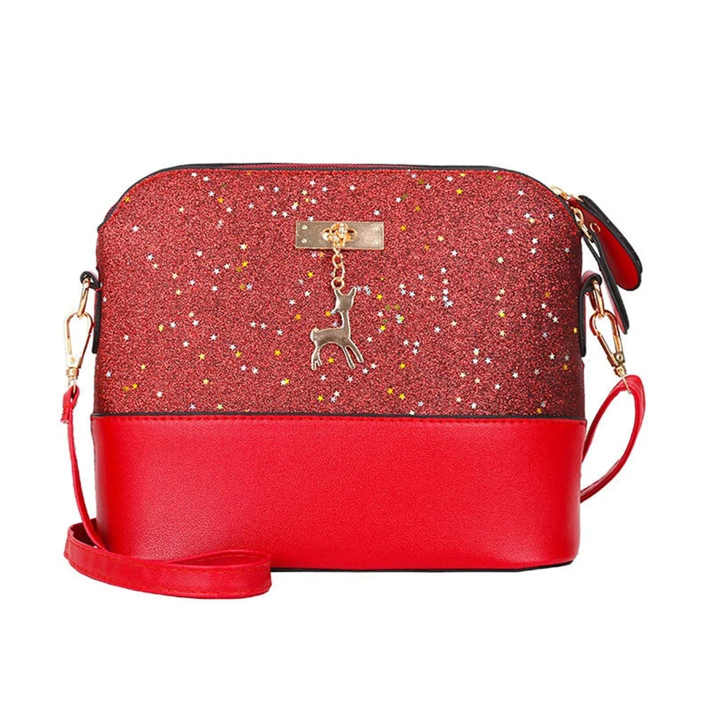 Новые женские сумки через плечо декор в виде оленя блестки шикарная сумка-мессенджер для женщин J9 - Цвет: Красный
