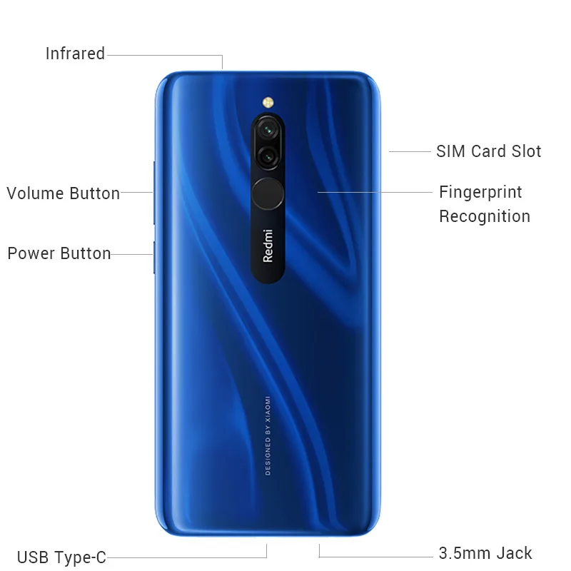  Global Version Xiaomi Redmi 8 4GB RAM 64GB ROM smartphone 5000mAh Large battery Camera 12MP 8MP Sel