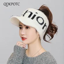 QDKPOTC, Осень-зима, новинка, для женщин, Свободный Топ, шапка, модная, для отдыха, из кроличьей шерсти, бейсболки, Вязанная, с буквами, шерстяная шапка