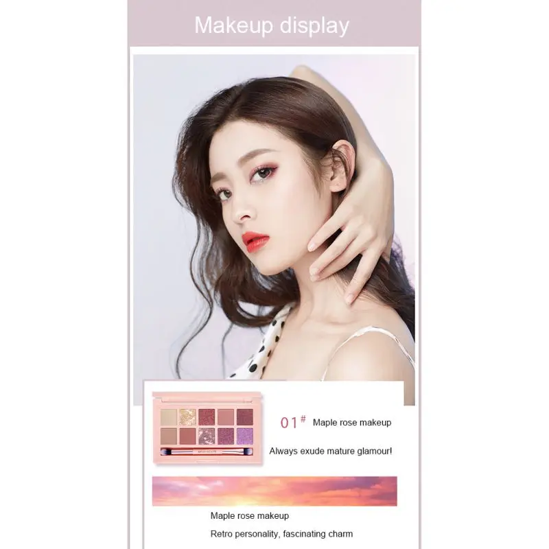 10 Colors Shimmer Eye Shadow Matte Eyeshadow Palette Waterproof Glitter Eye Shadow