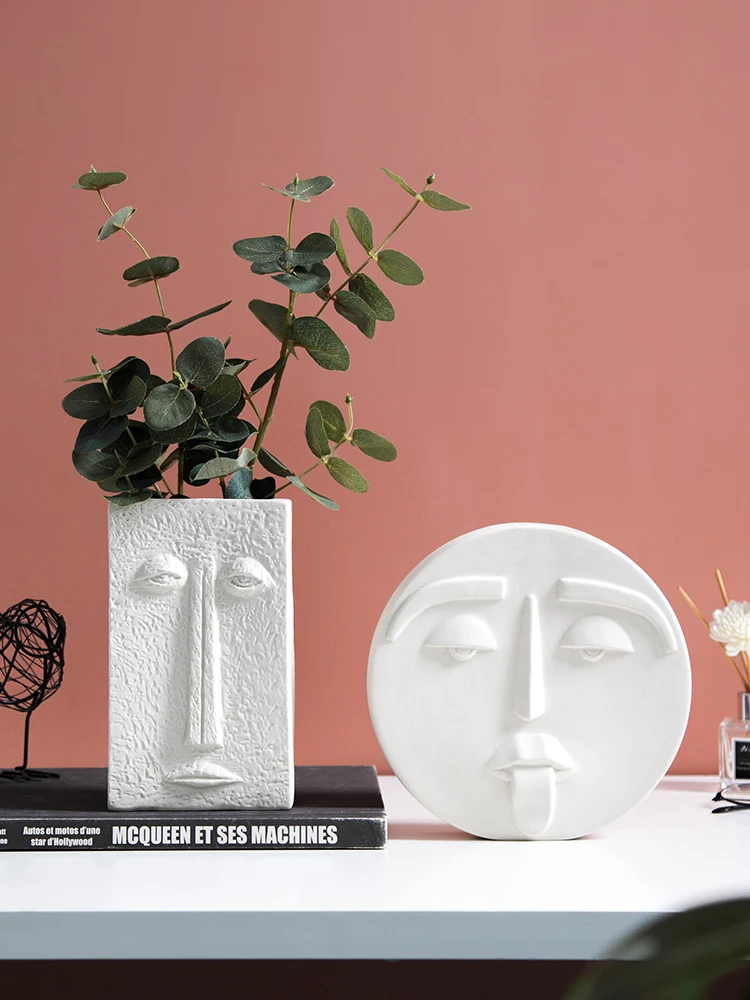 

Nordic Home Living Room Decoration Ceramic Vase Dried Flower Flower Vase Modern Small Vase Face Planter Pot ваза для декора