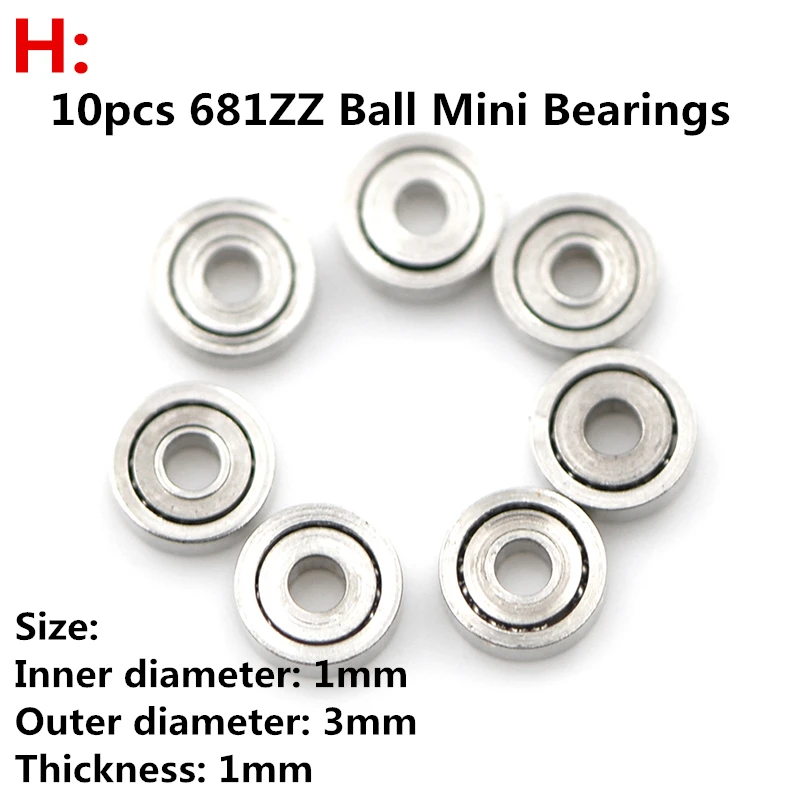 10pcs 625ZZ 693ZZ MR105-2RS MR63ZZ 608RS MR83 MR105ZZ 681ZZ Miniature Ball Bearings Metal Micro Bearing