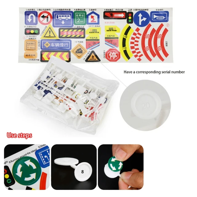 56 pcs/ set of children DIY model scene toy sign road sign traffic sign 3