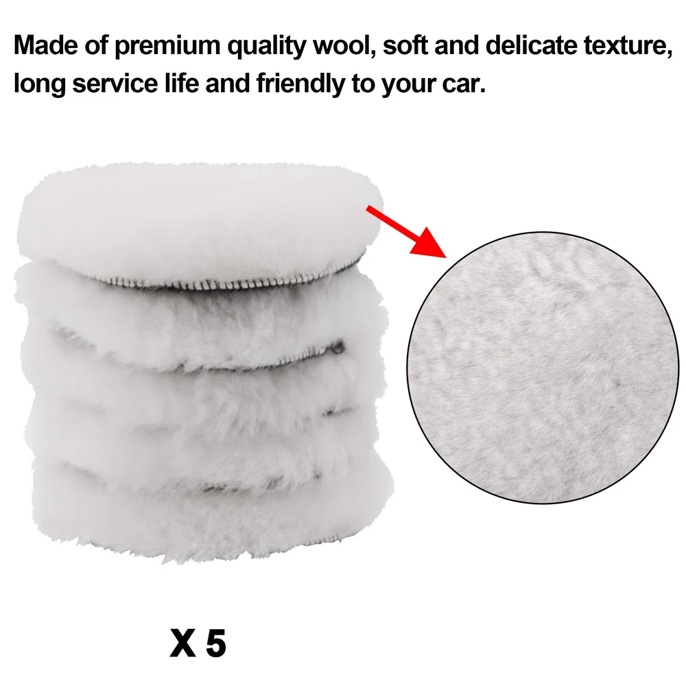 Polishing Compound Polishing Pad Buffing Pads Kit 4PCS 3inch 100% Natural Wool Hook Loop Grip Buf E Thick Wool - Foto 8