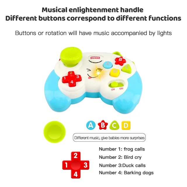 New Children Handle Music Toy Video Game Sound And Light Multifunctional Learning Controller Baby Educational Toy Gift 4