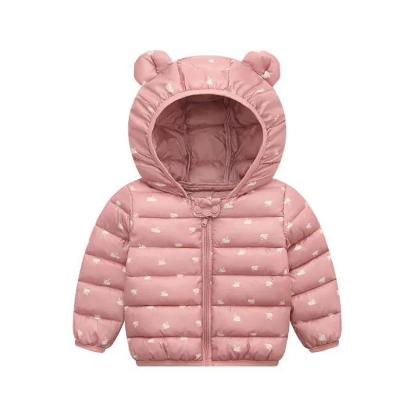 White Goose Pink Пальто для малышей; Детские Зимние куртки; Детские От 1 до 5 лет с капюшоном; хлопковые парки; Одежда для маленьких девочек; коллекция года; модная теплая верхняя одежда для малышей - Цвет: White Goose Pink