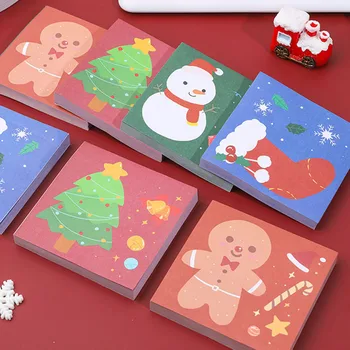 

50 Sheets Christmas Sticky Notes Snowman Christmas Tree Stocking Memo Pad Message Notepad Paper Memo Stationery Office Supplies