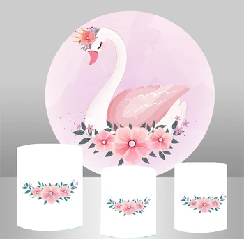 

Round Circle panel Backdrop Photography Cartoon Princess swan Background for Kids Birthday Party decoration baby shower vinyl