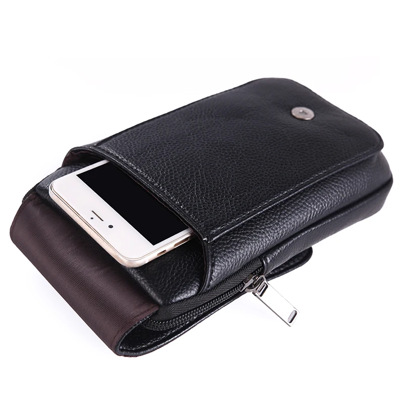 

Phone Case Bag Mofi Universal Pu Leather Box Men Bag Little Small Pouches Shoulder Wallet Case Man Zipper Organizer Luxury