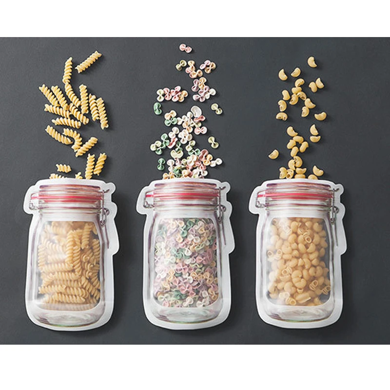 

Reusable mason jar zipper bag grocery bag candy can food storage bag portable nut biscuit bag kitchen storage bag snack bag