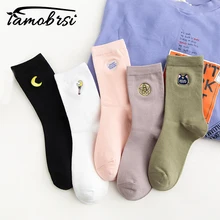 Новинка, милые хлопковые женские милые забавные носки с вышивкой в стиле Харадзюку, милые зимние носки с рисунками животных кавайных конфет