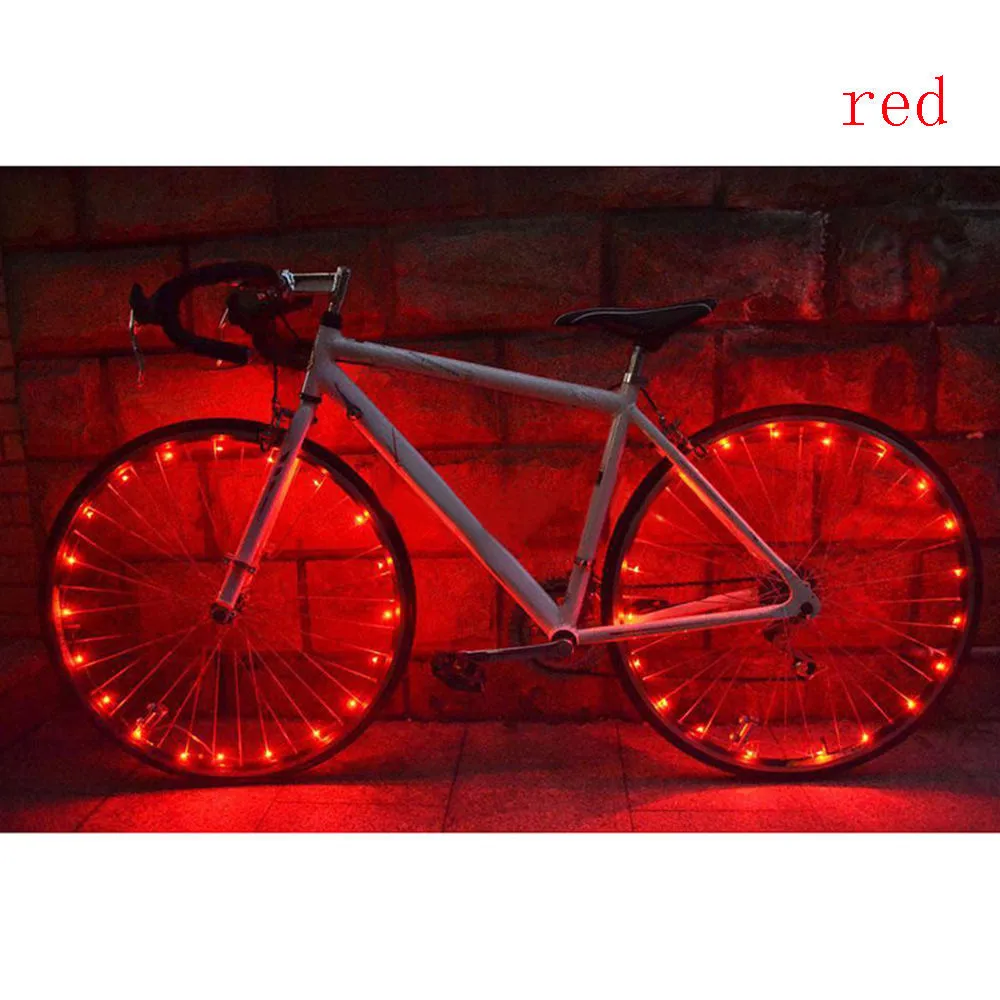 Discount 20Led Steel Light Mountain Bike Night Riding String Lights Wheel Lights Lamp Bike Accessories Blue Green Pink Red White  9.4 8
