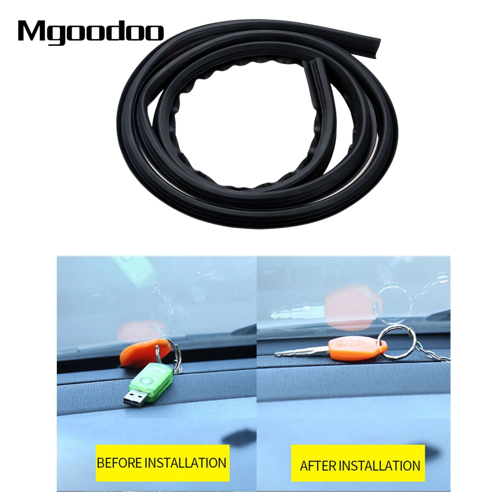 Car Rubber Sound Seal Strip 1.6M U Type Dashboard Insulation Auto Windshield Edges Gap Sealing Strips Car Interior Accessories