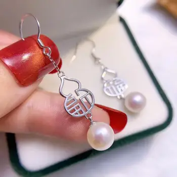 

Gourd 925 Sterling Silver Earrings Base Mountings Jewelry Parts Fittings Accessories for Pearls Beads Stones Agate Jade Crystal