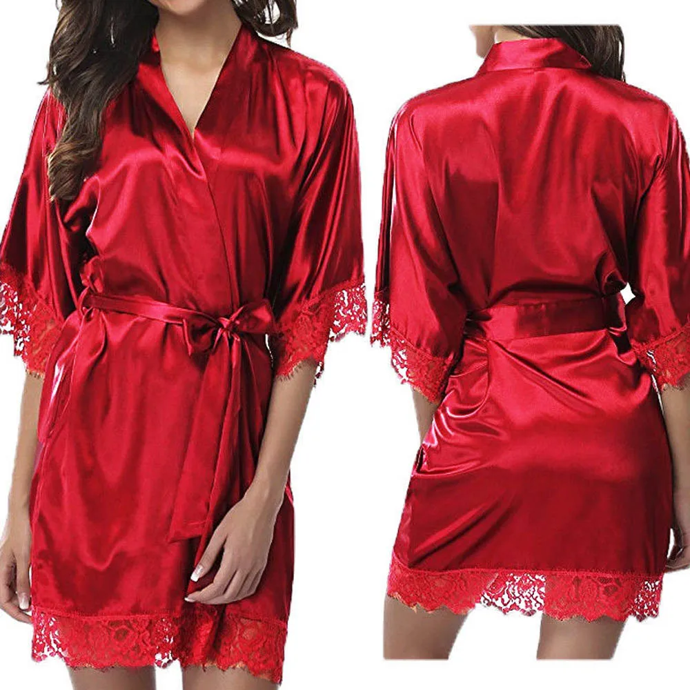 Женское сексуальное кружевное атласное Ночное платье, белье, ночное белье, шелковый халат, ночная сорочка