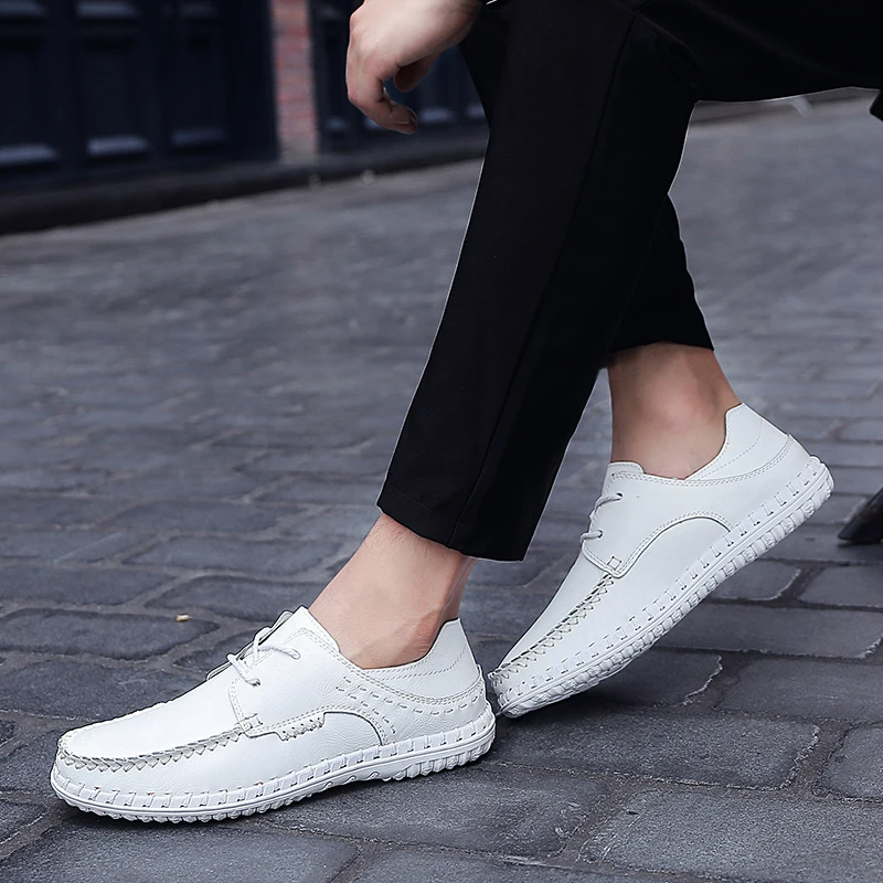 

Plus size 48 boat shoes split leather solid lace-up driving shoes spring autumn non-slip comfortable footwear wholesale
