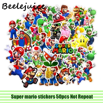 

50pcs Super mario stickers paster Cartoon characters anime decals scrapbooking diy decoration phone laptop waterproof decoration