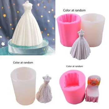 

3D Princess Dress Skirt Silicone Chocolate Fondant Candy Mould Christmas Wedding Dress Resin Mold Cake Baking Tools