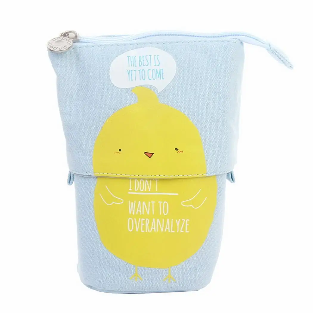 Canvas Pencil Bag Cute Cartoon Printed Pen Case School Student Stationery Supplies Storage Pack Portable Zipper Pencils Holder