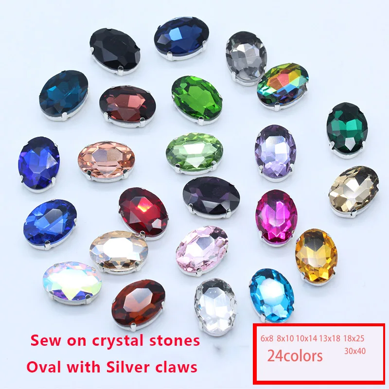 Strass da cucire a goccia Pietra di cristallo di vetro Cucito Ricamo Accessori per vestiti Pietre per la decorazione di abito da sposa fai-da-te- Siam-13x22mm 12 pezzi