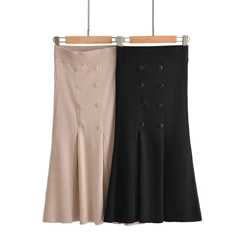 

Cjfn-1859 Women's Dress New Products Solid Color Fishtail Knitted Skirt