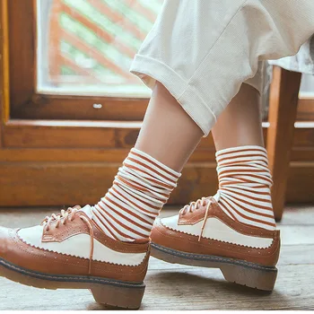

Hot sale summer socks New Japanese women's socks striped pile socks cotton socks tube socks