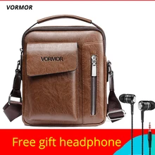 VORMOR bolso de hombro Vintage para hombre, bandolera de piel de marca con bolsillo frontal, bolso cruzado de negocios impermeable para hombre 2019