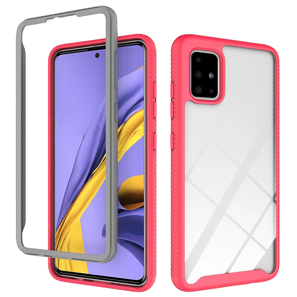 Clear 360 Phone Case For Samsung Galaxy M51 M31 A50 A50S A20S A10S A30S A20 A30 A10 A70 A20E 2 in 1 Frame Armor Shockproof Cover