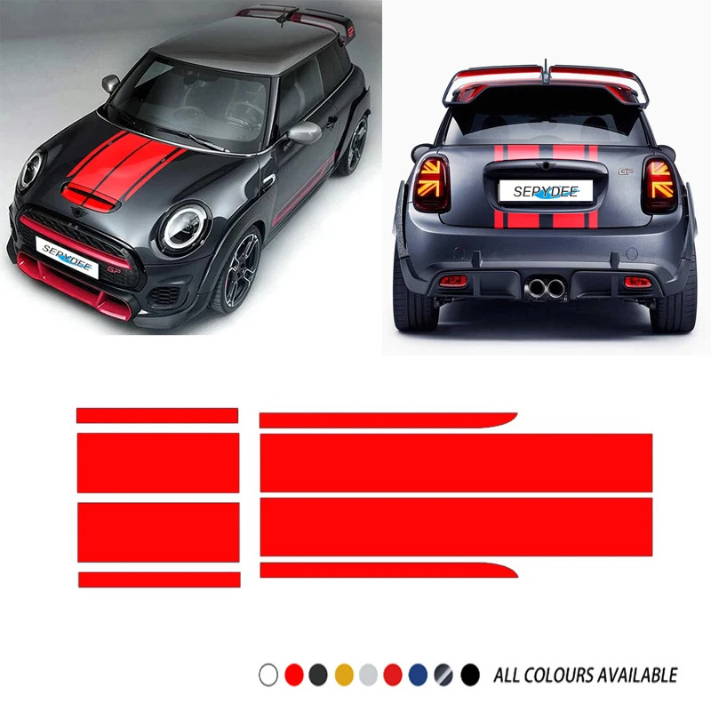 Car Hood Bonnet Stripes Sticker Trunk Tail Gate Decal For MINI John Cooper Works F56 F55 F57 R56 R57 R58 R59 JCW Car Accessories