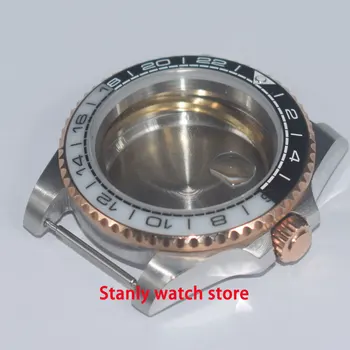 

Solid 40mm stainless steel black white bezel watch case sapphire fit ETA 2836 Miyota 8215 821A automatic movement