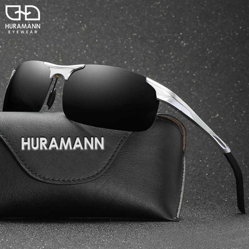 

HURAMANN Semi-Rimless Sports Sunglasses Men Polarized Aolly Frame Dust-proof UV400 Accessories oculos gafas de sol